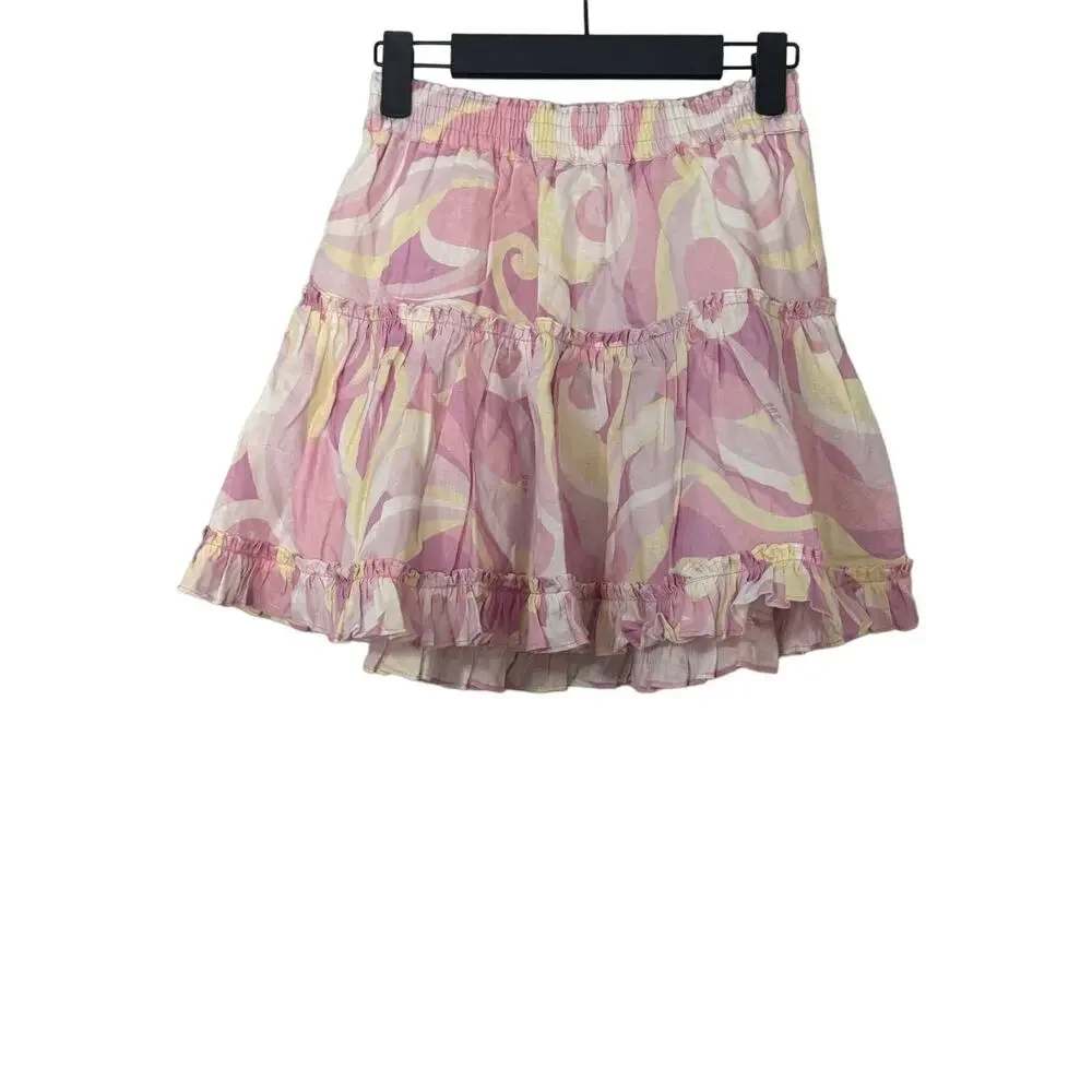 NWT Hill House The‎ Paz Tiered Ruffle Skirt in Candy Kaleidoscope Size S
